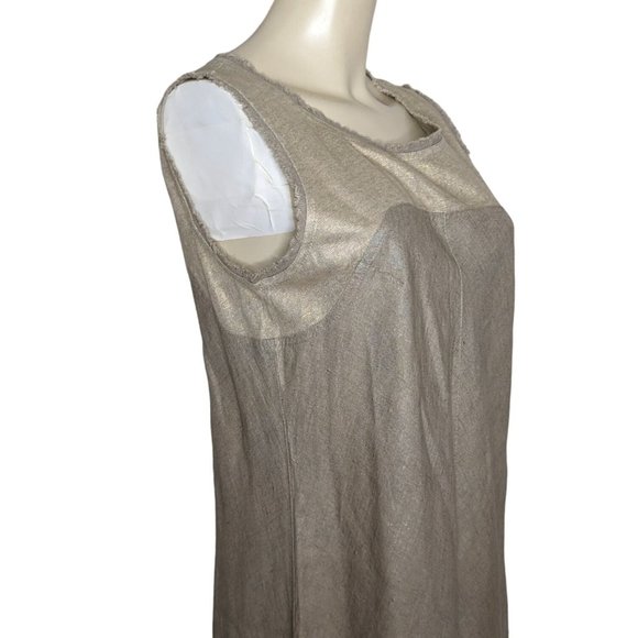 ab Nahlik sleeveless metallic shimmer beige and light gold sleeveless dress M 40 - Picture 7 of 12